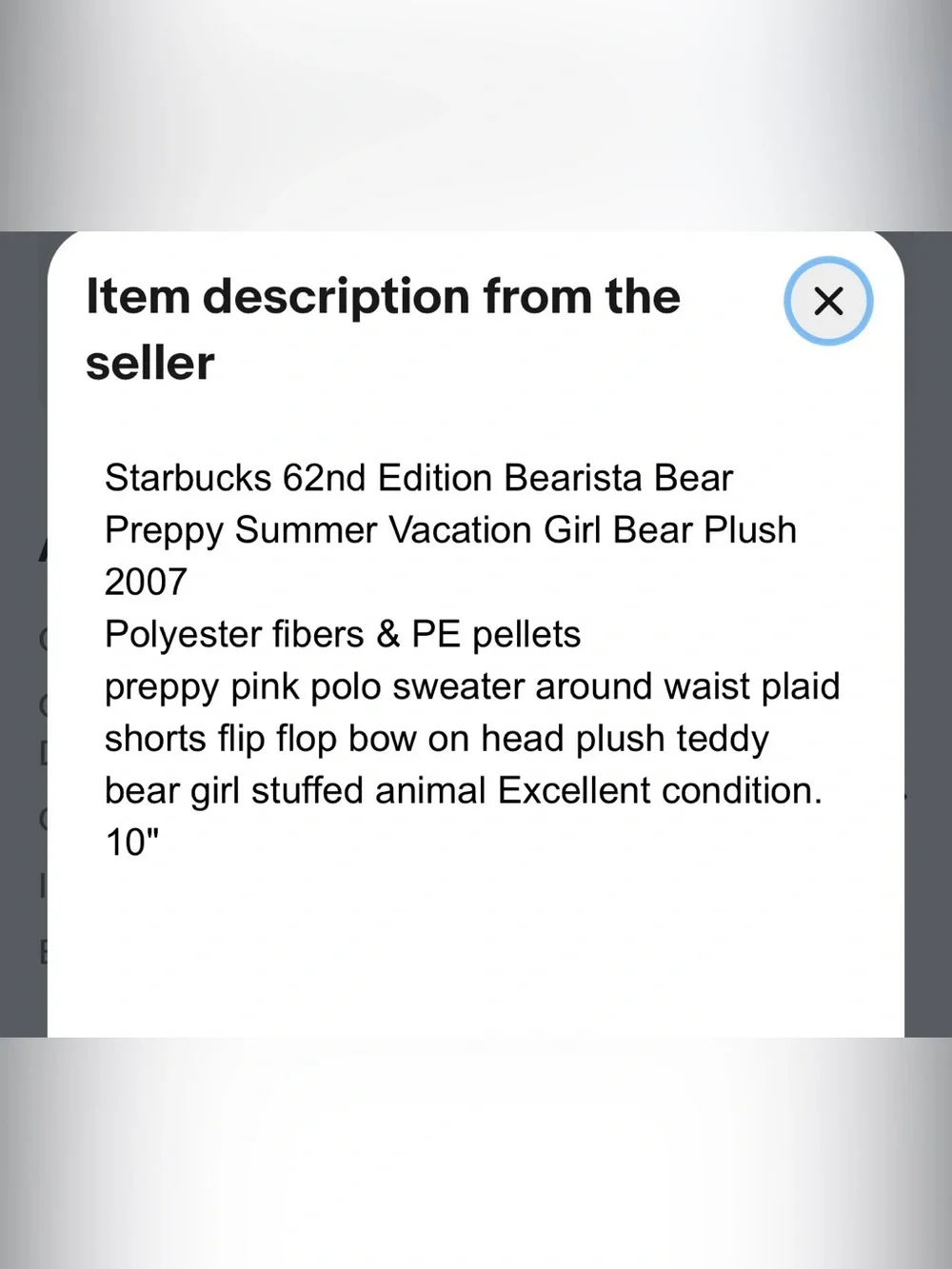 Starbucks Barista preppy Bear in Pink Shirt and Green Shorts sweater 2007 62th